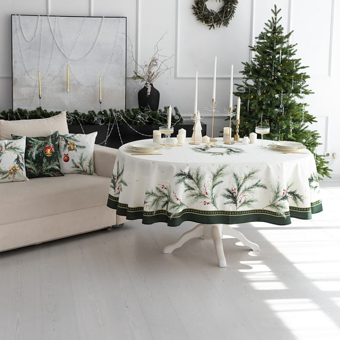 Скатерть овальная 170х250 см "Ветви Рождества"