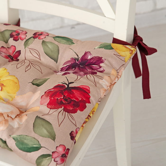 Подушка на стул "Вернисаж" крупные цветы