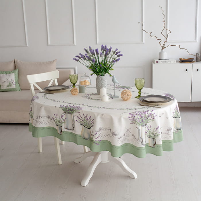 Скатерть овальная 170х220 см "Лавандовое лето"