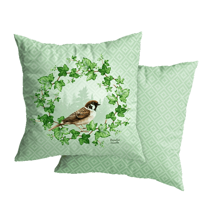 Декоративная наволочка "Лесные птицы" воробей