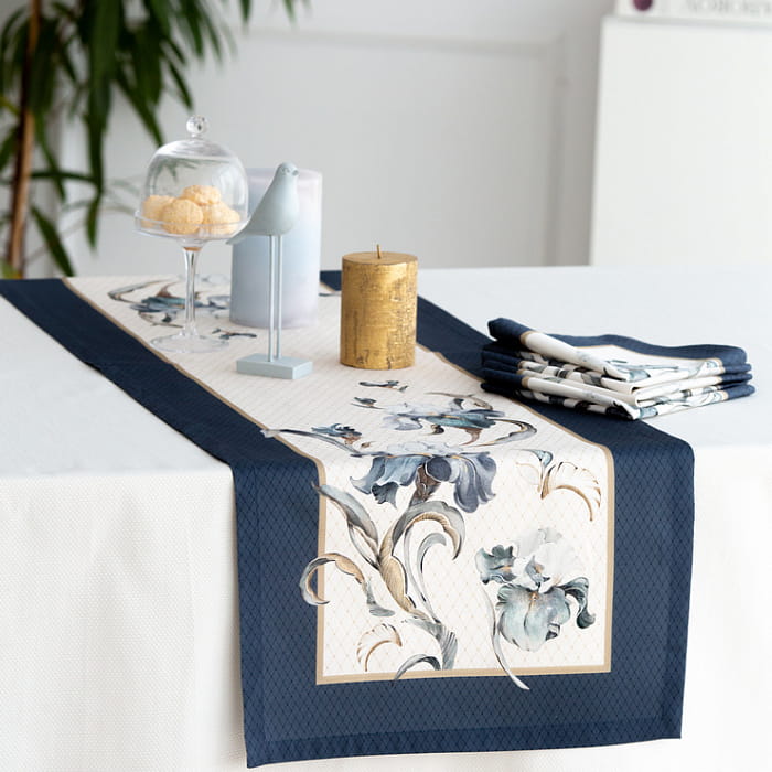 Дорожка 40х185 см "Айрис" синяя декоративная