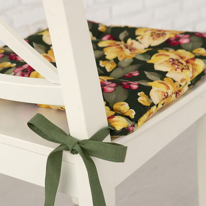 Подушка на стул "Вернисаж" на зеленом
