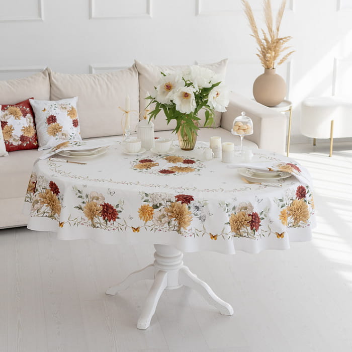 Скатерть овальная 150х248 см "Цветочная симфония"