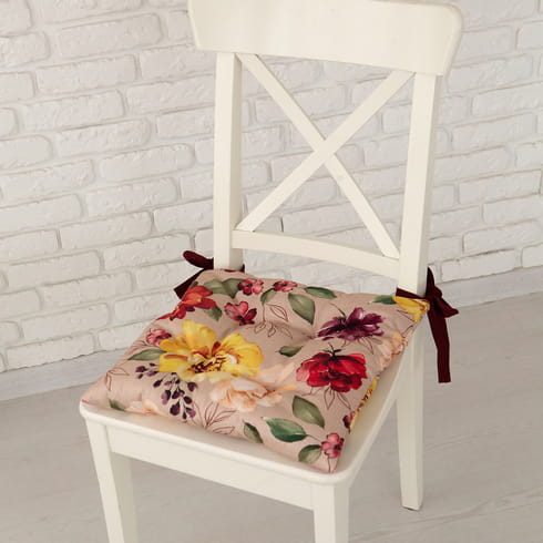 Подушка на стул "Вернисаж" крупные цветы