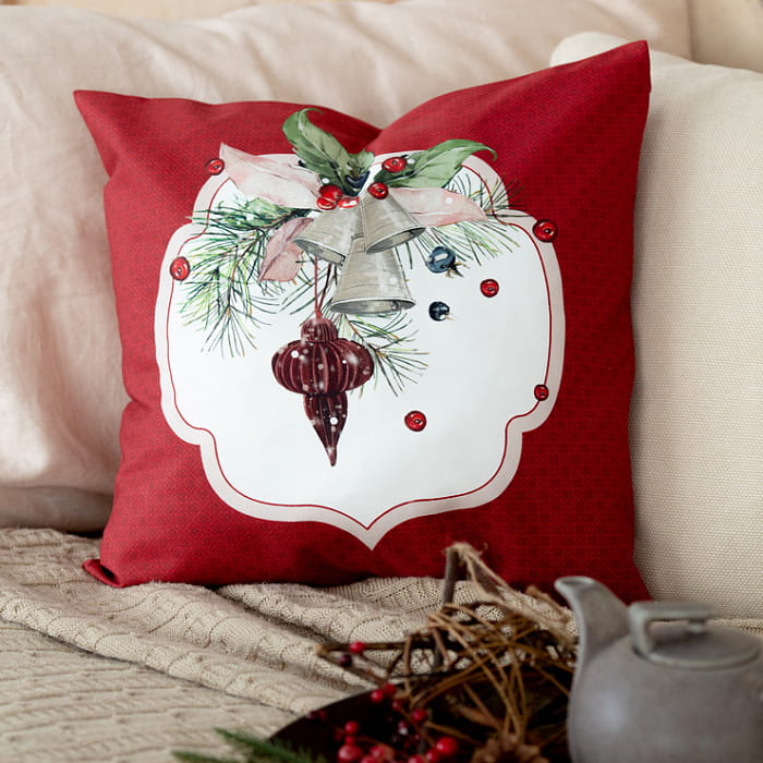 Декоративная наволочка "Марлен" колокольчики на красном