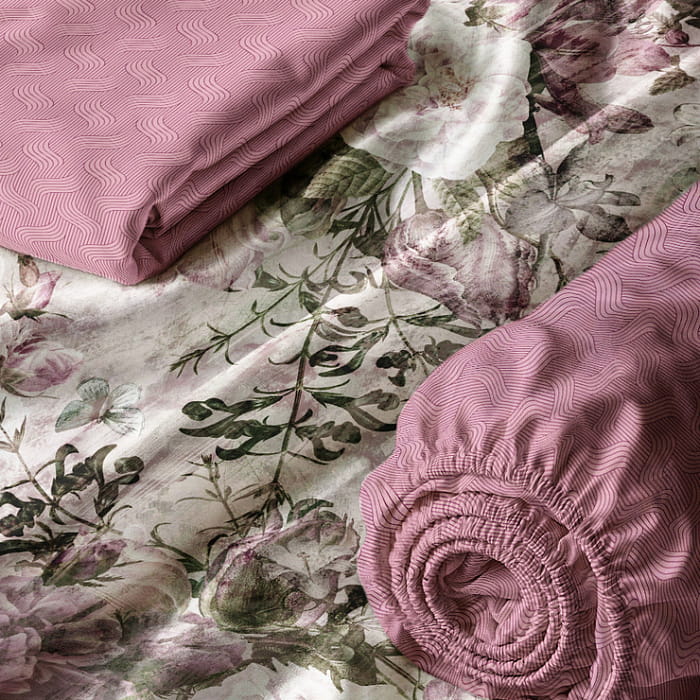 Евро комплект постельного белья "Верена" с простыней на резинке