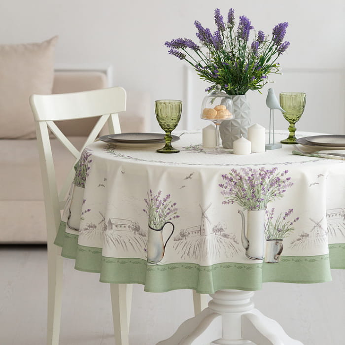 Скатерть круглая D-150 см "Лавандовое лето"