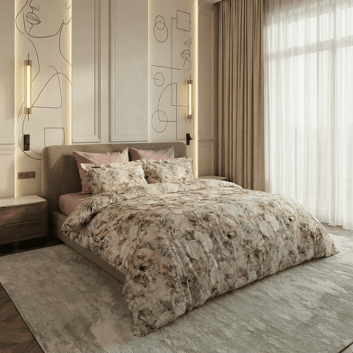 Евро комплект постельного белья "Верена" с простыней на резинке