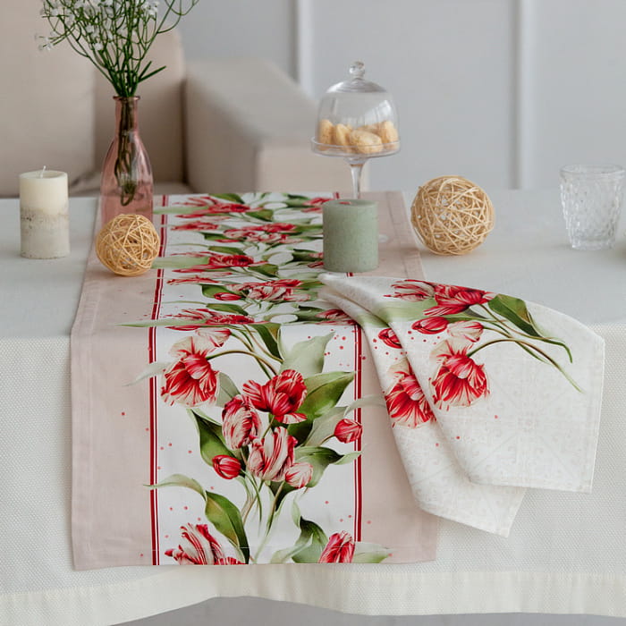 Дорожка 40х140 см "Алые тюльпаны " декоративная