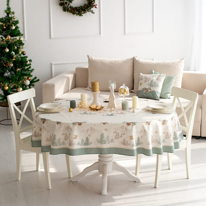 Скатерть овальная 140х170 см "Снежный ангел"