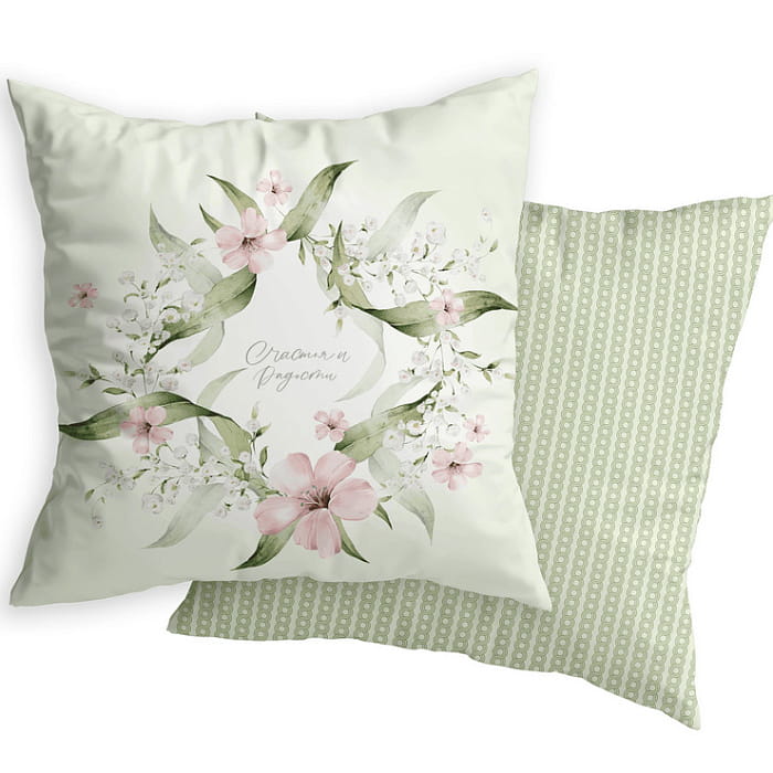 Декоративная наволочка "Жаклин" венок с надписью