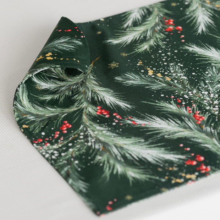 Набор салфеток плейсматов "Ветви Рождества" на изумрудном