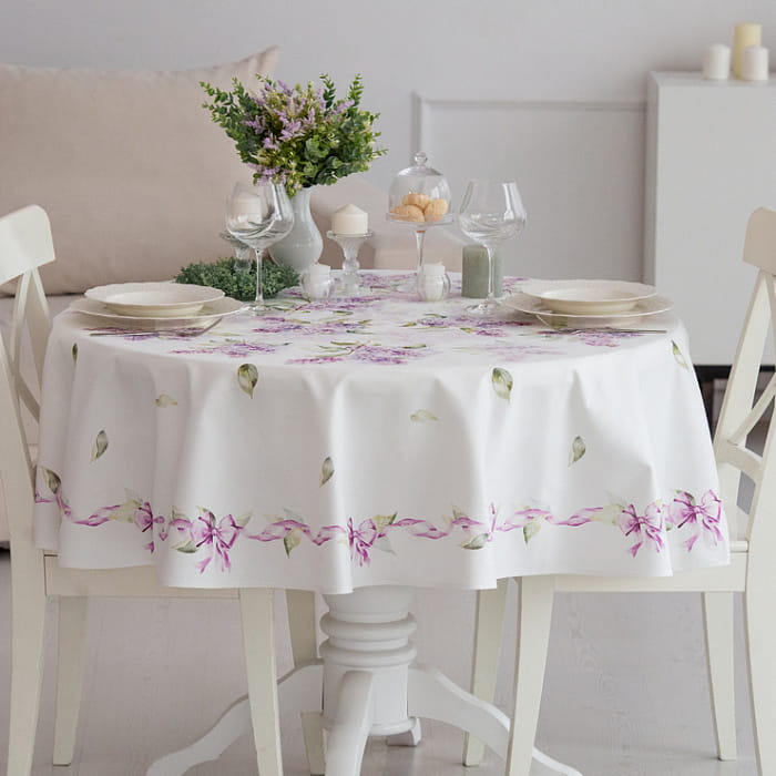 Скатерть круглая D-170 см "Аромат сирени"