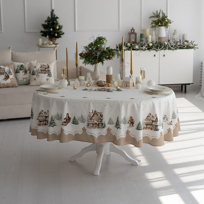 Скатерть овальная 150х200 см "Пряничный домик"
