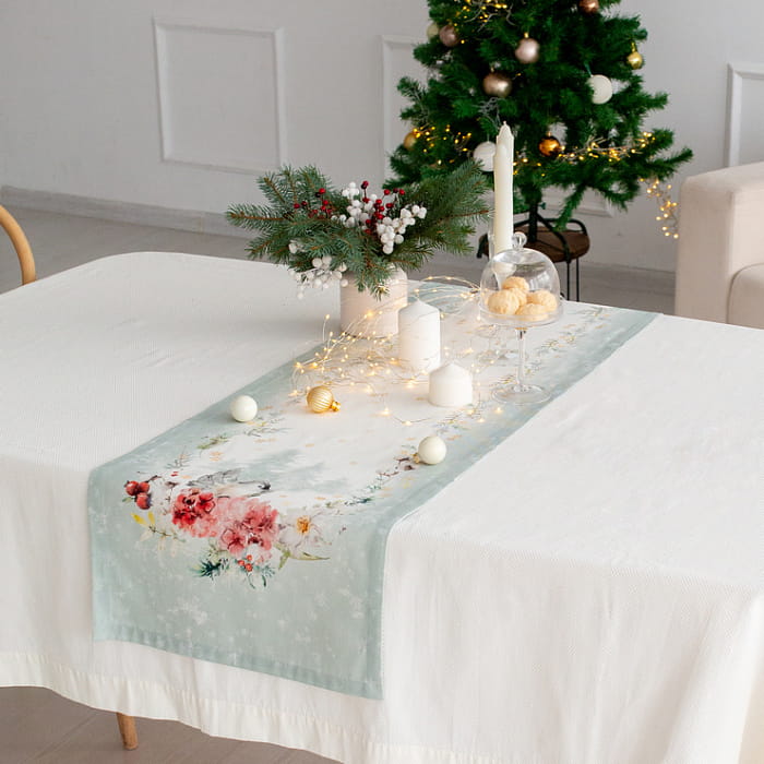 Дорожка 40х145 см "Зимний букет" мятный декоративная