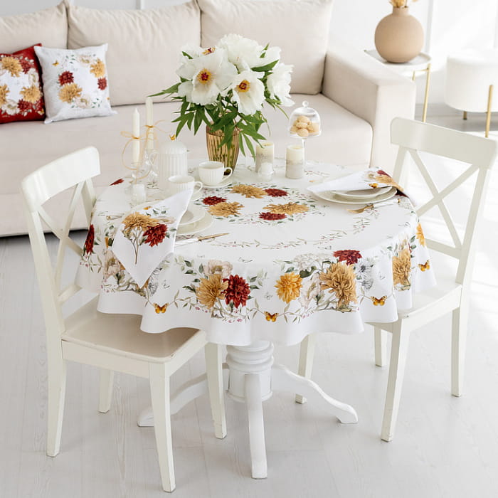 Скатерть круглая D-150 см "Цветочная симфония"