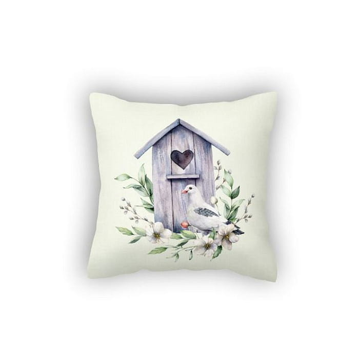 Декоративная наволочка "Весенняя свежесть" скворечник