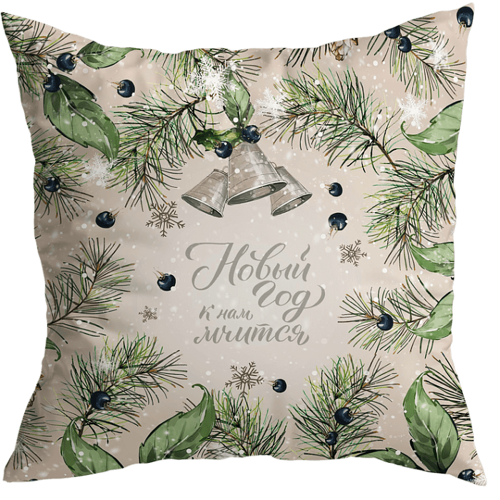 Декоративная наволочка "Хвойный этюд" рамка с надписью