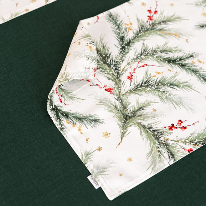 Набор салфеток плейсматов "Ветви Рождества" на белом