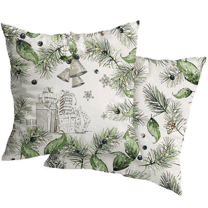 Декоративная наволочка "Хвойный этюд" рамка с подарками