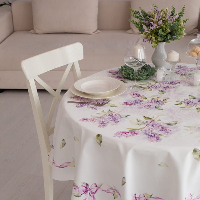 Скатерть круглая D-170 см "Аромат сирени"