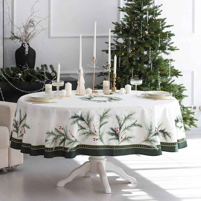 Скатерть овальная 170х220 см "Ветви Рождества"