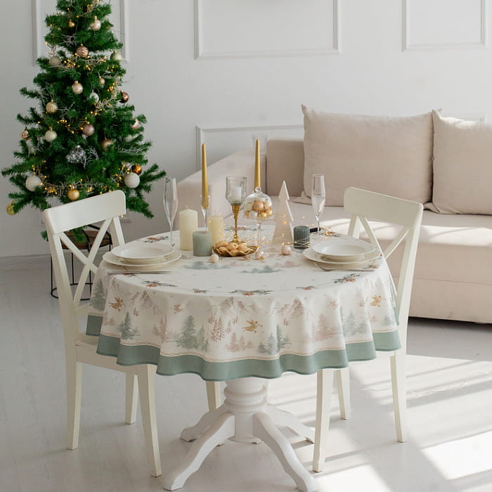 Скатерть круглая D-170 см "Снежный ангел"