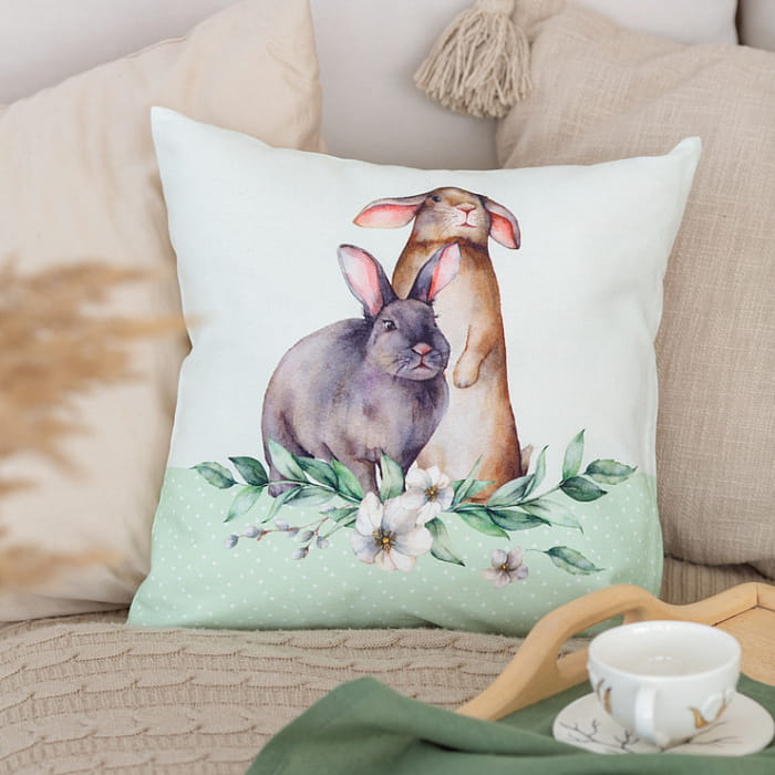 Декоративная наволочка "Весенняя свежесть" кролики