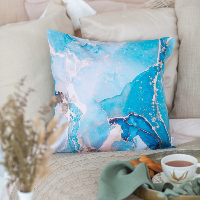 Декоративная наволочка "Инки" голубая