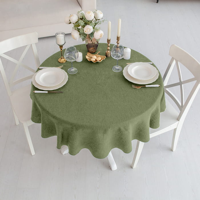 Скатерть круглая D-145 см цвет "Еловая зелень"