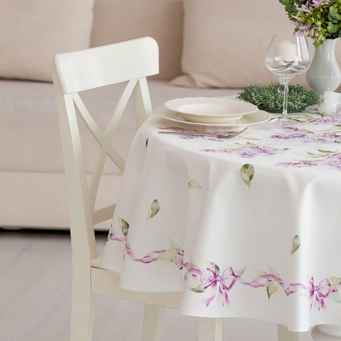 Скатерть круглая D-170 см "Аромат сирени"
