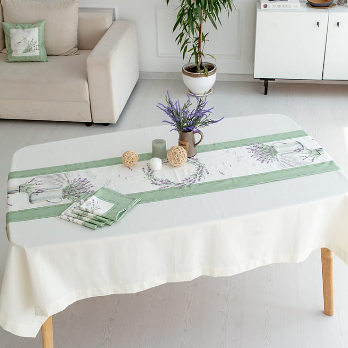 Дорожка 40х180 см "Лавандовое лето" зеленая декоративная