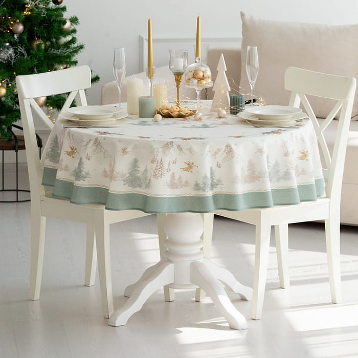 Скатерть круглая D-150 см "Снежный ангел"