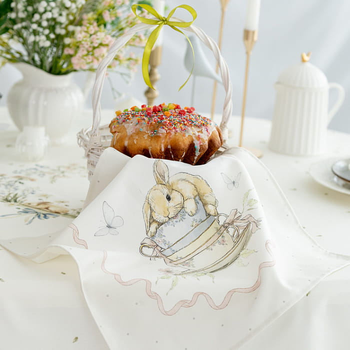 Салфетка "Заварные зайки рамка на сером", 1 шт