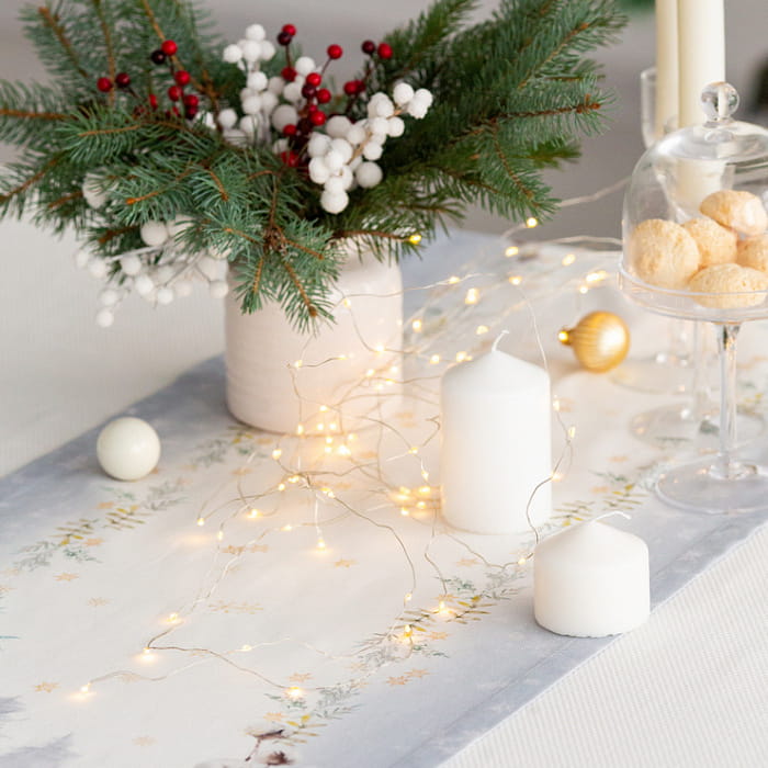 Дорожка 40х185см "Зимний букет" голубой декоративная