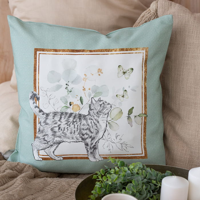 Декоративная наволочка "Эвелина" котик в рамке