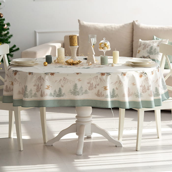 Скатерть овальная 140х170 см "Снежный ангел"