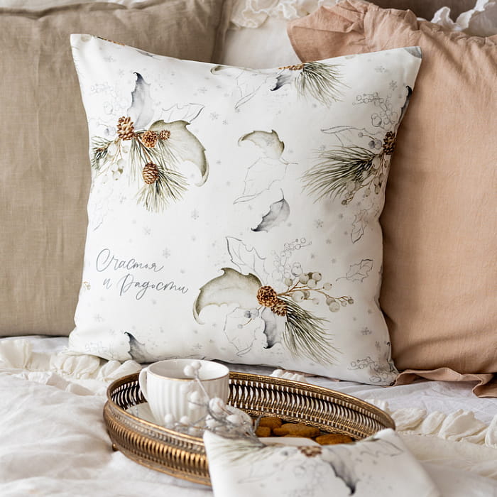 Декоративная наволочка "Стоун с надписью"