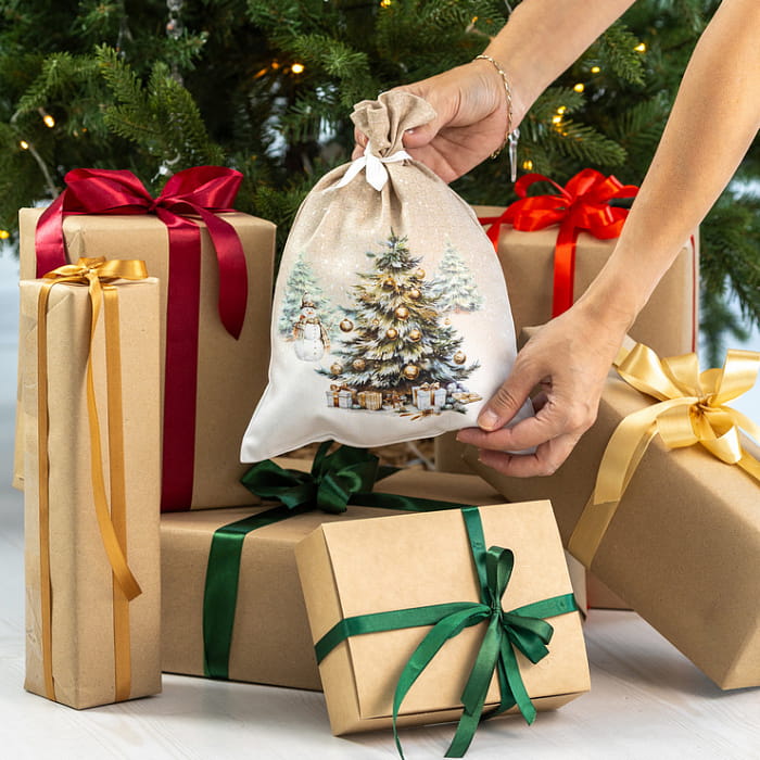 Декоративный мешок "Пряничный домик елка" 24х32 см