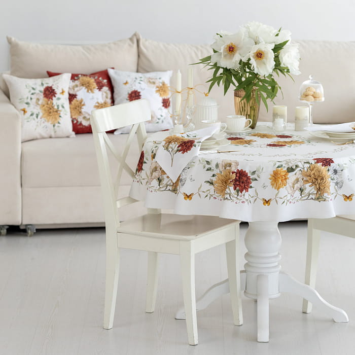 Скатерть круглая D-170 см "Цветочная симфония"