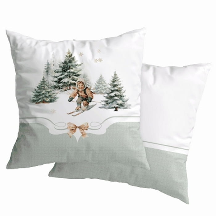 Декоративная наволочка "Пряничный домик с зеленой каймой"