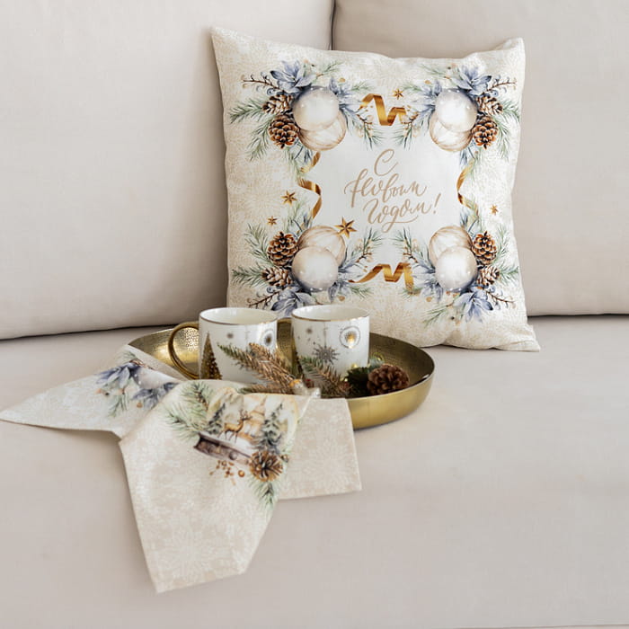 Декоративная наволочка "Полонез рамка с надписью"