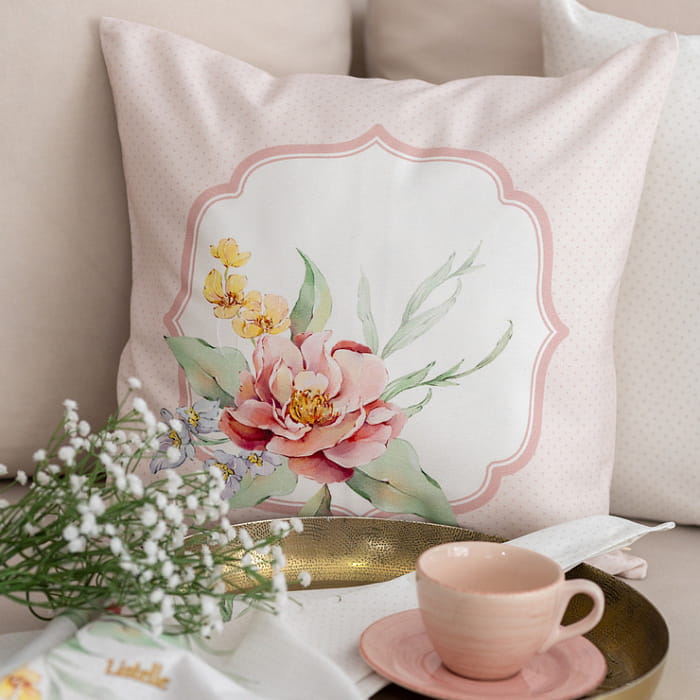 Декоративная наволочка "Белла розовая рамка"