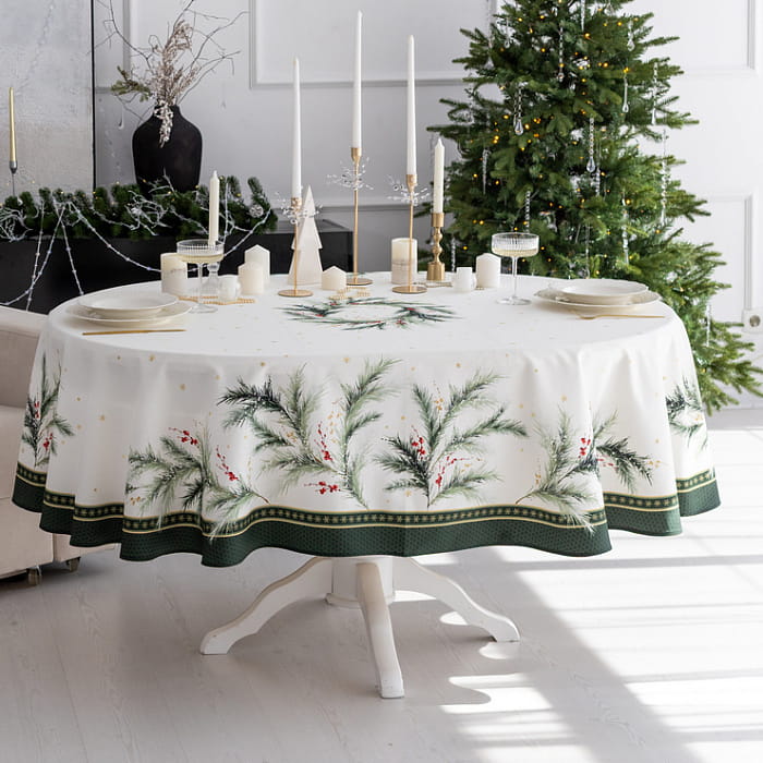 Скатерть овальная 150х200 см "Ветви Рождества"