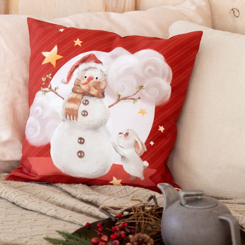 Декоративная наволочка "Санта" снеговик