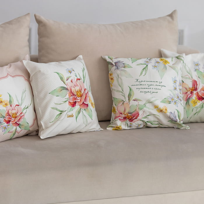 Декоративная наволочка "Белла зеленая кайма"