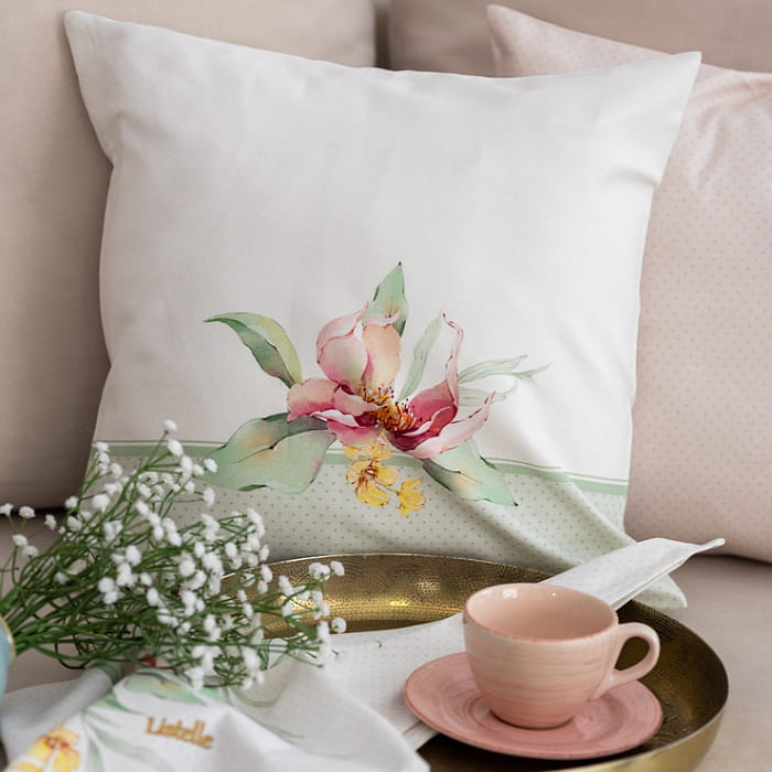 Декоративная наволочка "Белла зеленая кайма"