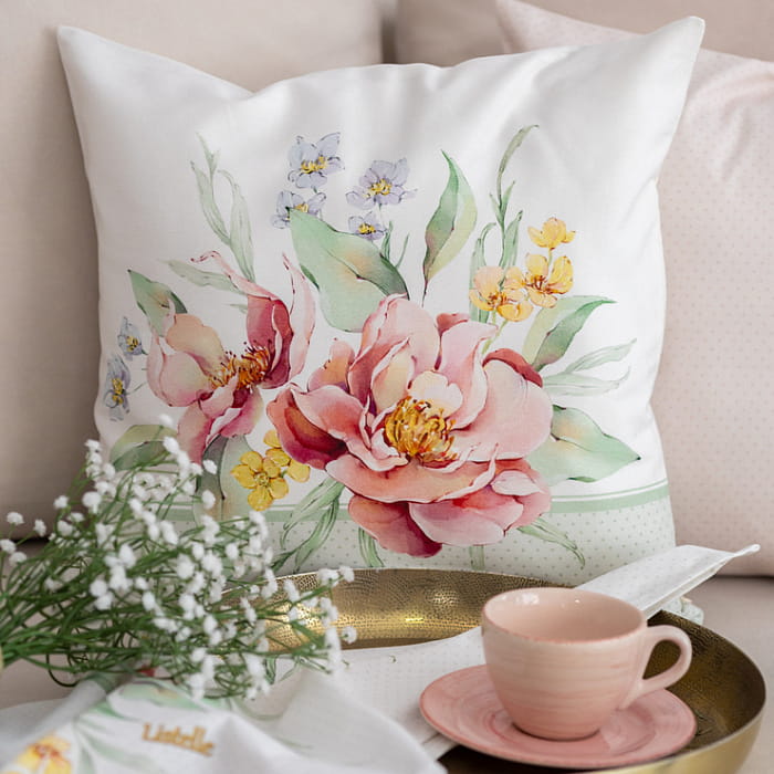 Декоративная наволочка "Белла зеленая кайма"