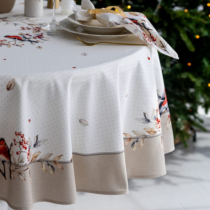 Скатерть круглая  D-170 см "Пернатые истории"