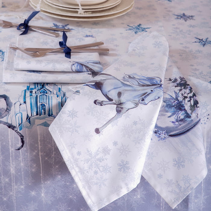 Скатерть круглая D-170см "Снежное королевство"